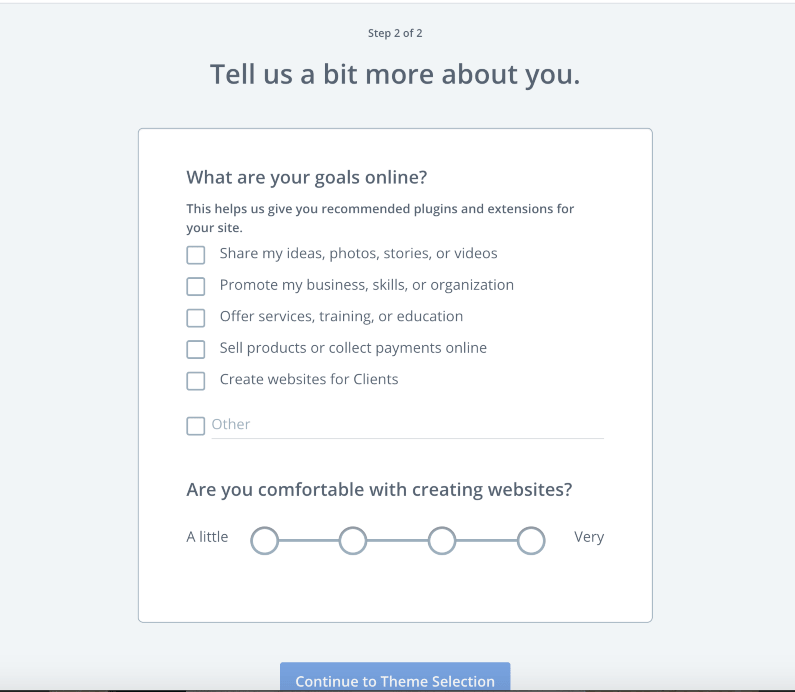 choose your website goals bluehost
